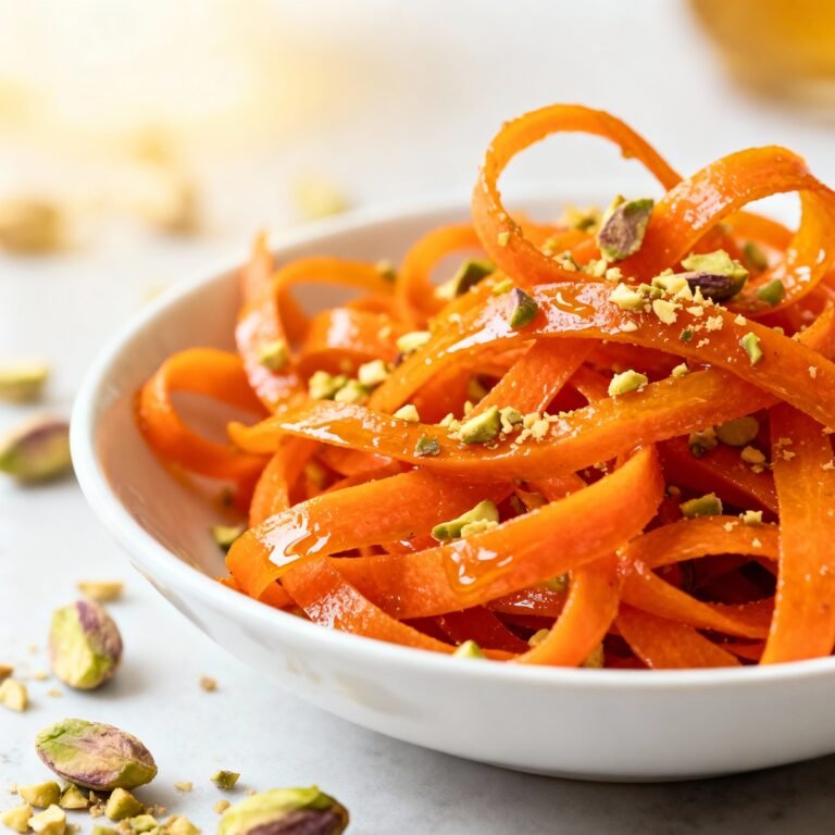 Recipe with Carrots: Honey-Glazed Carrot Ribbons with Pistachios